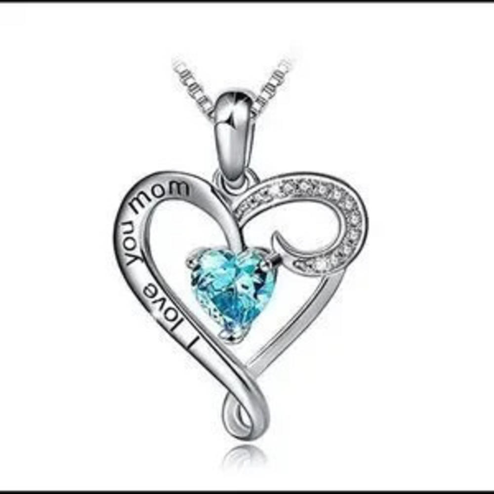 I love you mom Necklace Heart?Shape 925 Sterling Silver